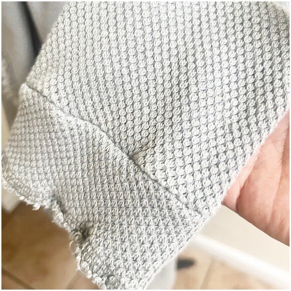 Free People Big Chill Cardigan Gray Large Waffle Knit Long Distressed - Picture 11 of 13